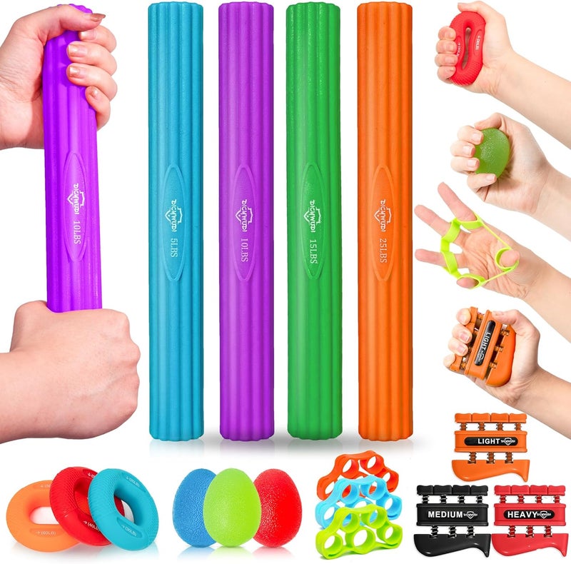 DICYWUDI Flex Therapy Bar and Grip Strength Trainers Set, Physical Therapy & Resistance Bar for Golfers Elbow,Tendinitis,Wrist,Forearms Pain, Improve Grip Strength and Relieve Pain - Image 1